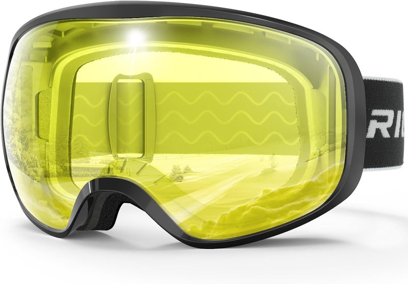 RIOROO Ski Goggles Snowboard Goggles for Men Women Adults Youth,Over Glasses OTG/100% UV Protection/Anti-fog/Wide Vision - Image 1